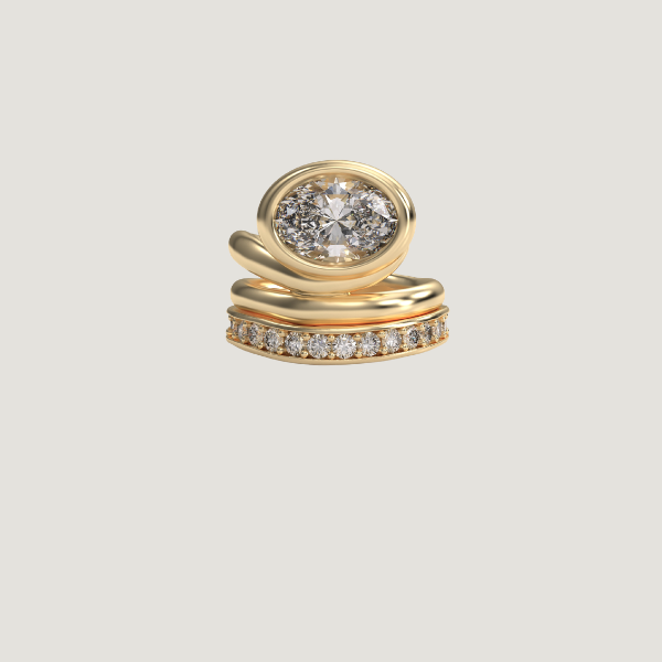 Custom Redesign: Wrap-Around Oval Diamond Solitaire & Wedding Band