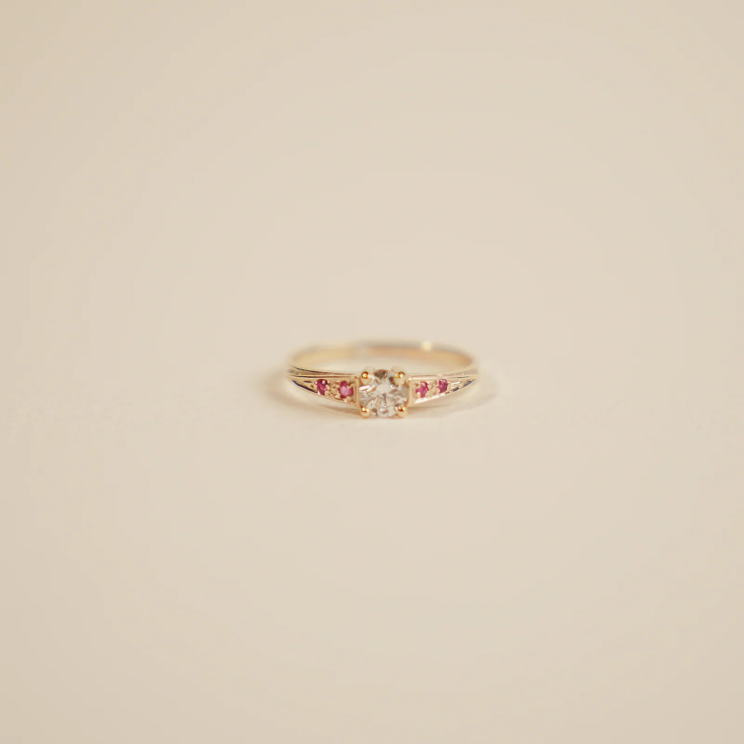 9kt Diamond and Ruby Ring