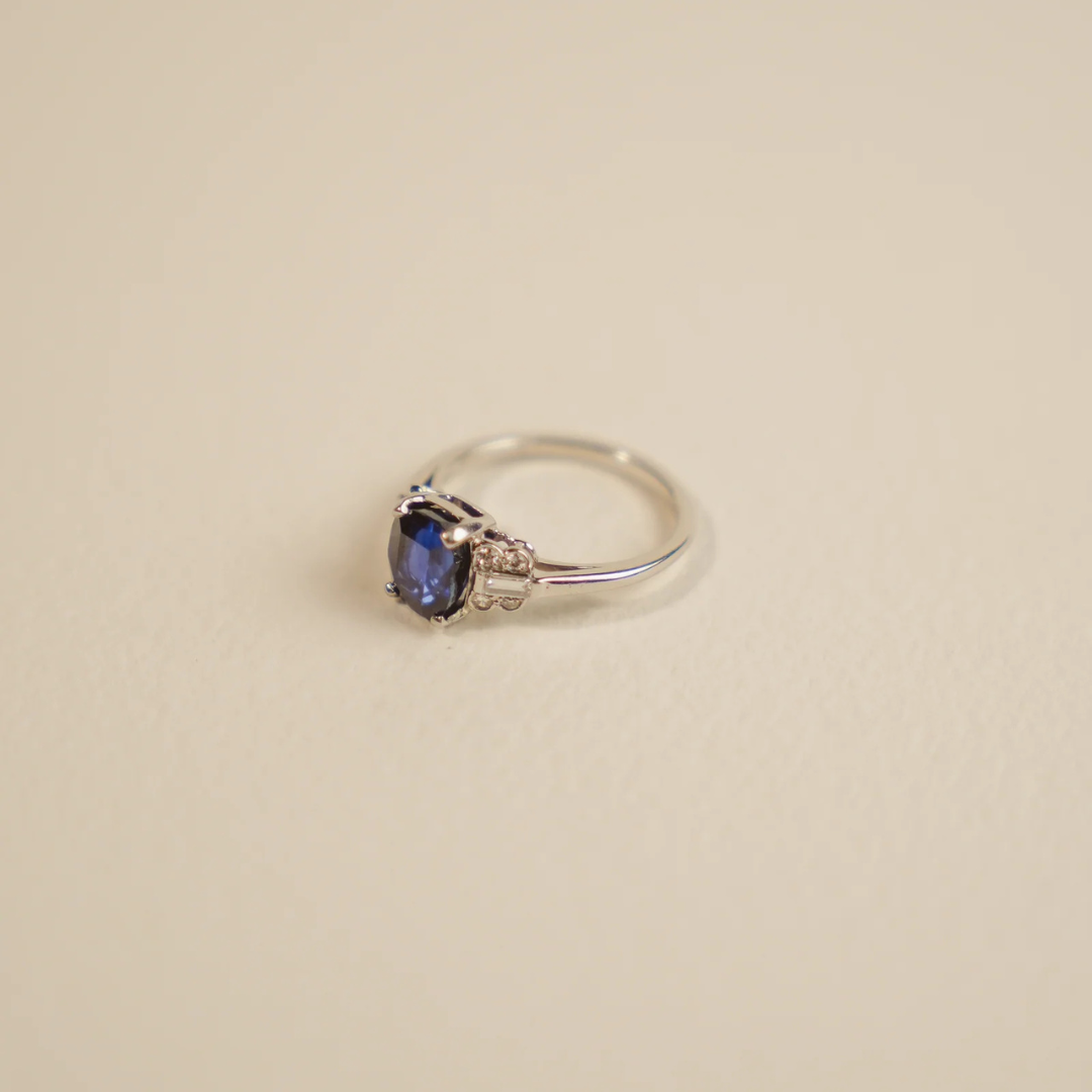 Platinum Burmese Sapphire and Diamond Ring