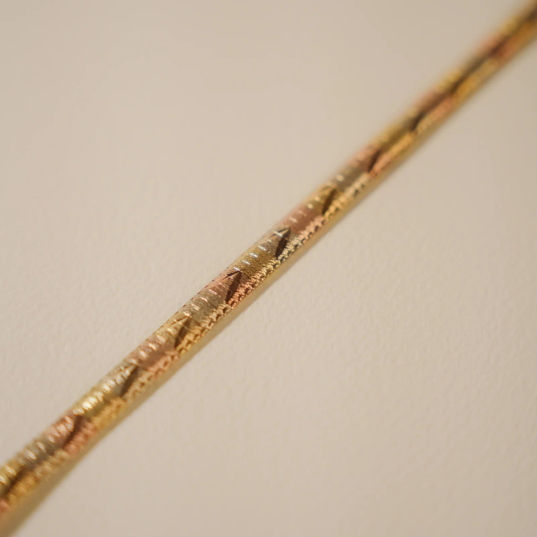 18ct Tri-Colour Italian Gold Bracelet - Thin
