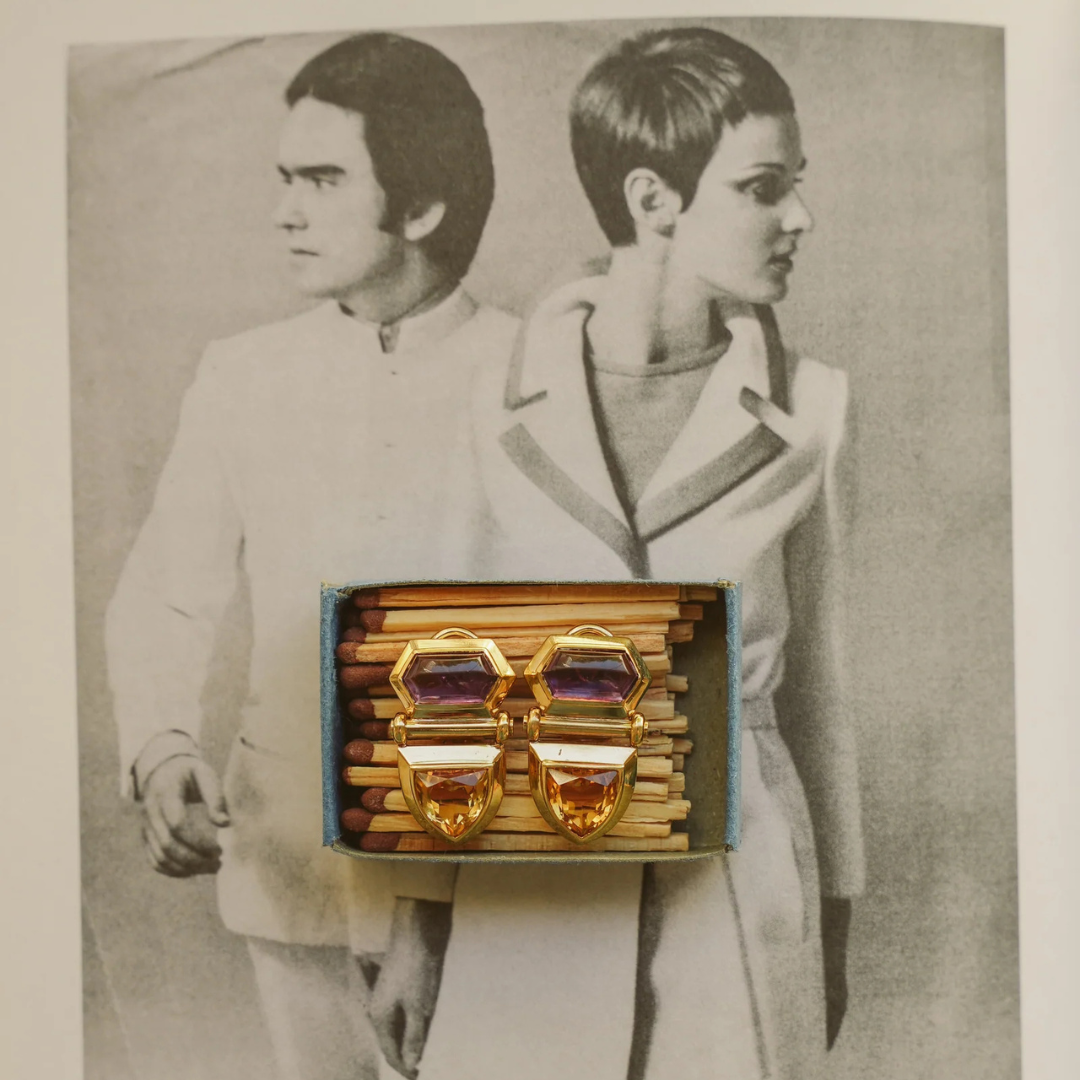 18kt Amethyst and Citrine Earrings
