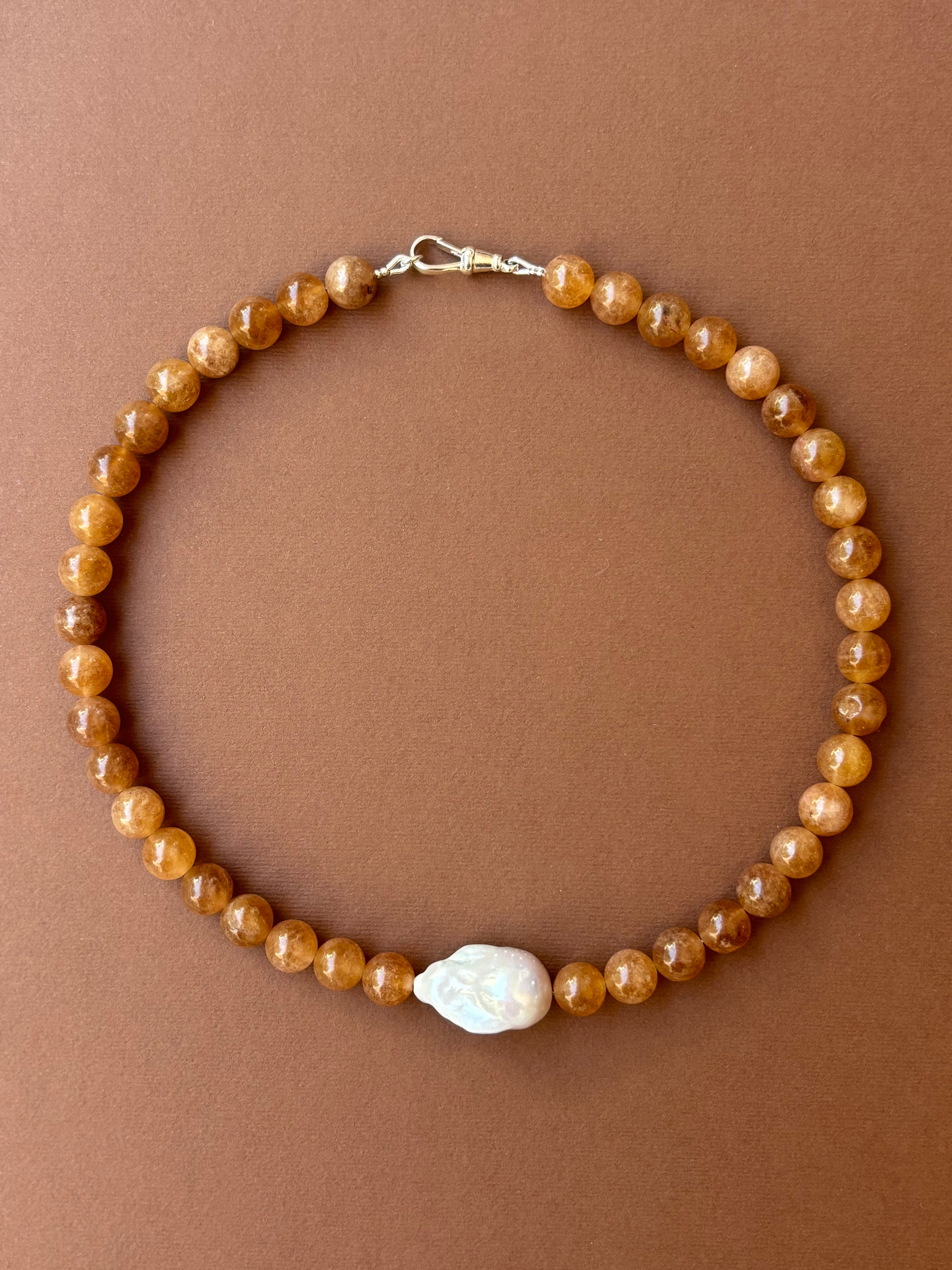 Chunky Brown Tourmaline & Baroque Pearl Beads