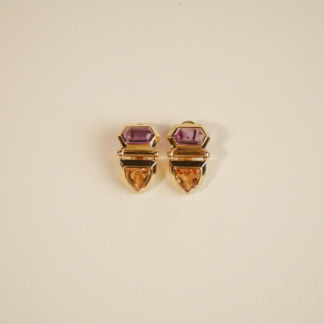 18kt Amethyst and Citrine Earrings