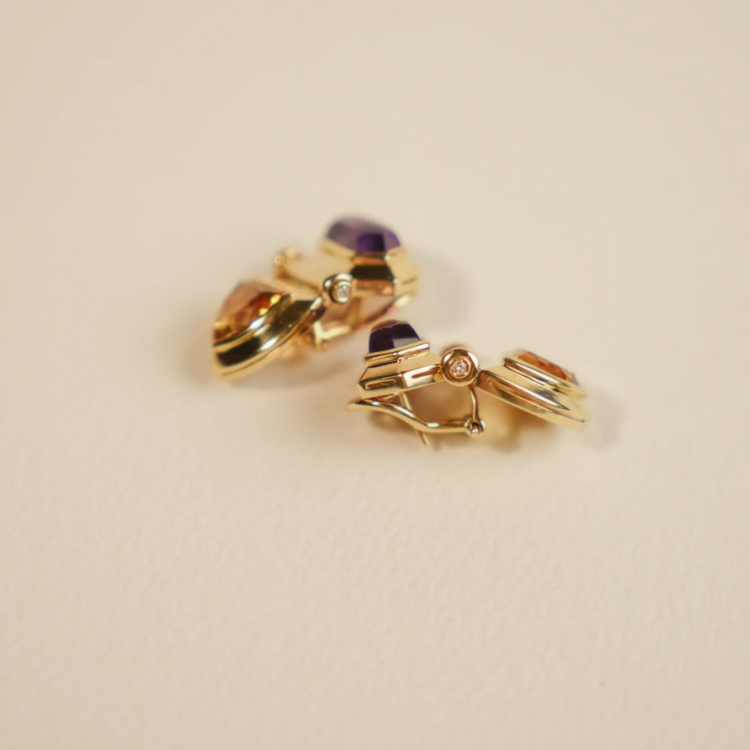 18kt Amethyst and Citrine Earrings