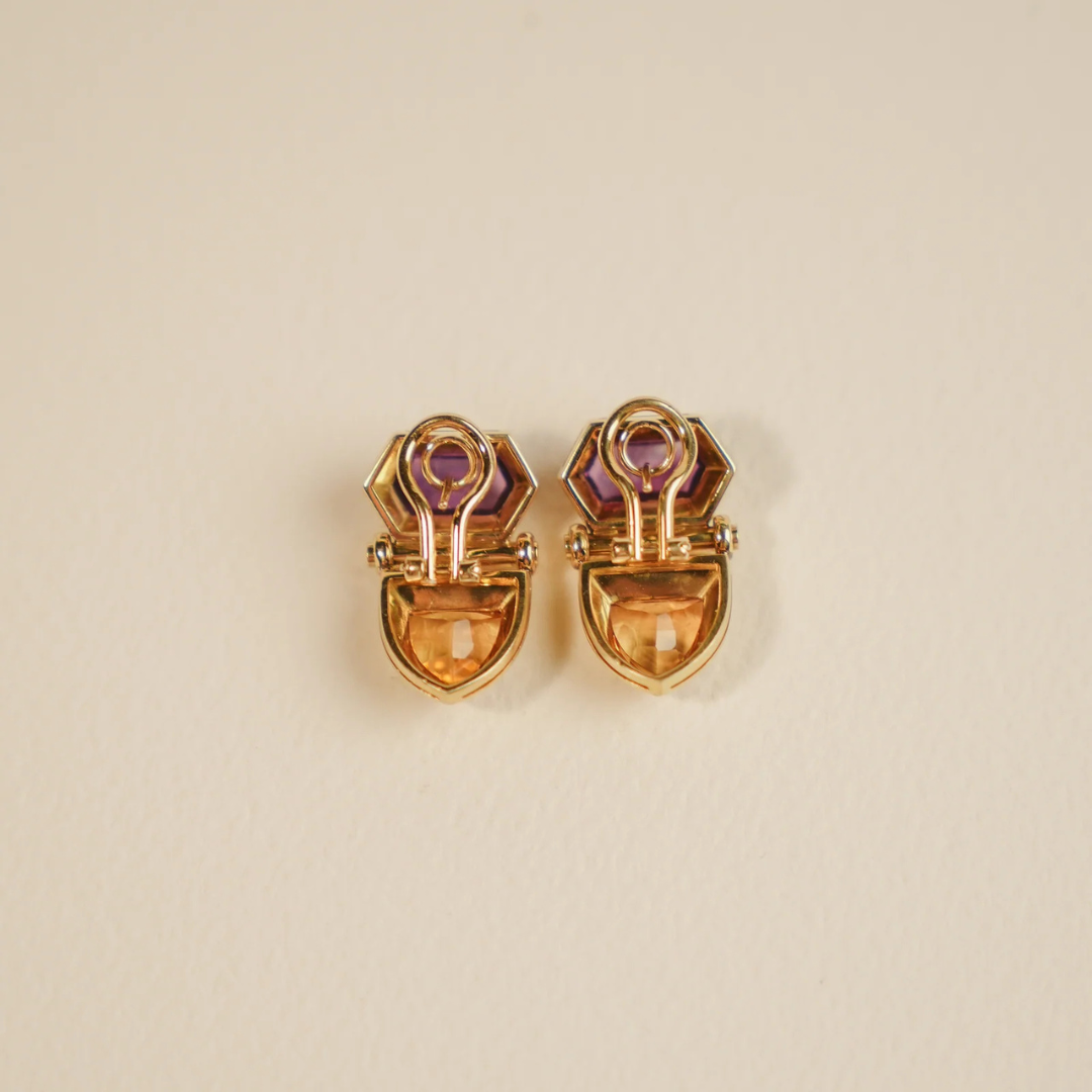 18kt Amethyst and Citrine Earrings