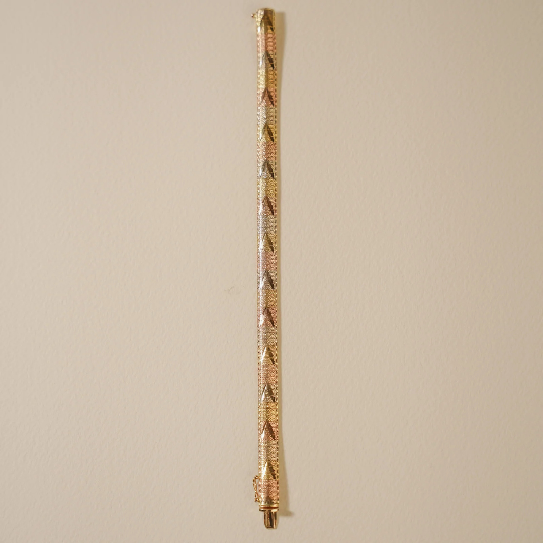 18ct Tri-Colour Italian Gold Bracelet - Thin