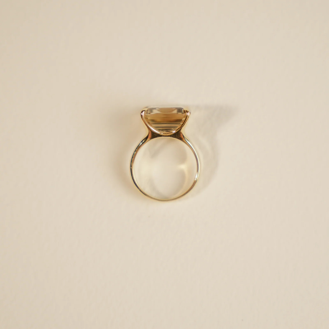 18kt Quartz Citrine Cocktail Solitaire Ring