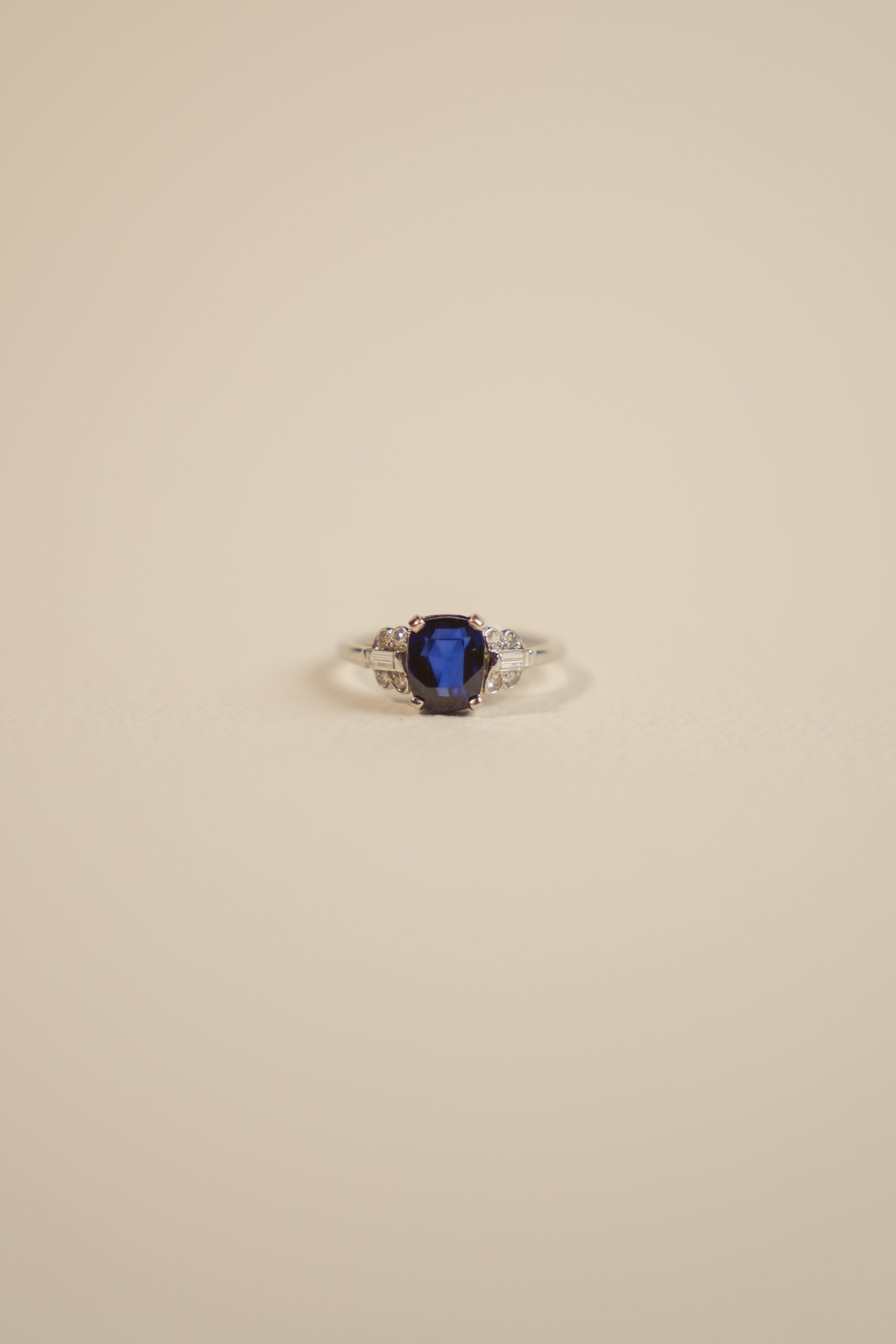 Platinum Burmese Sapphire and Diamond Ring