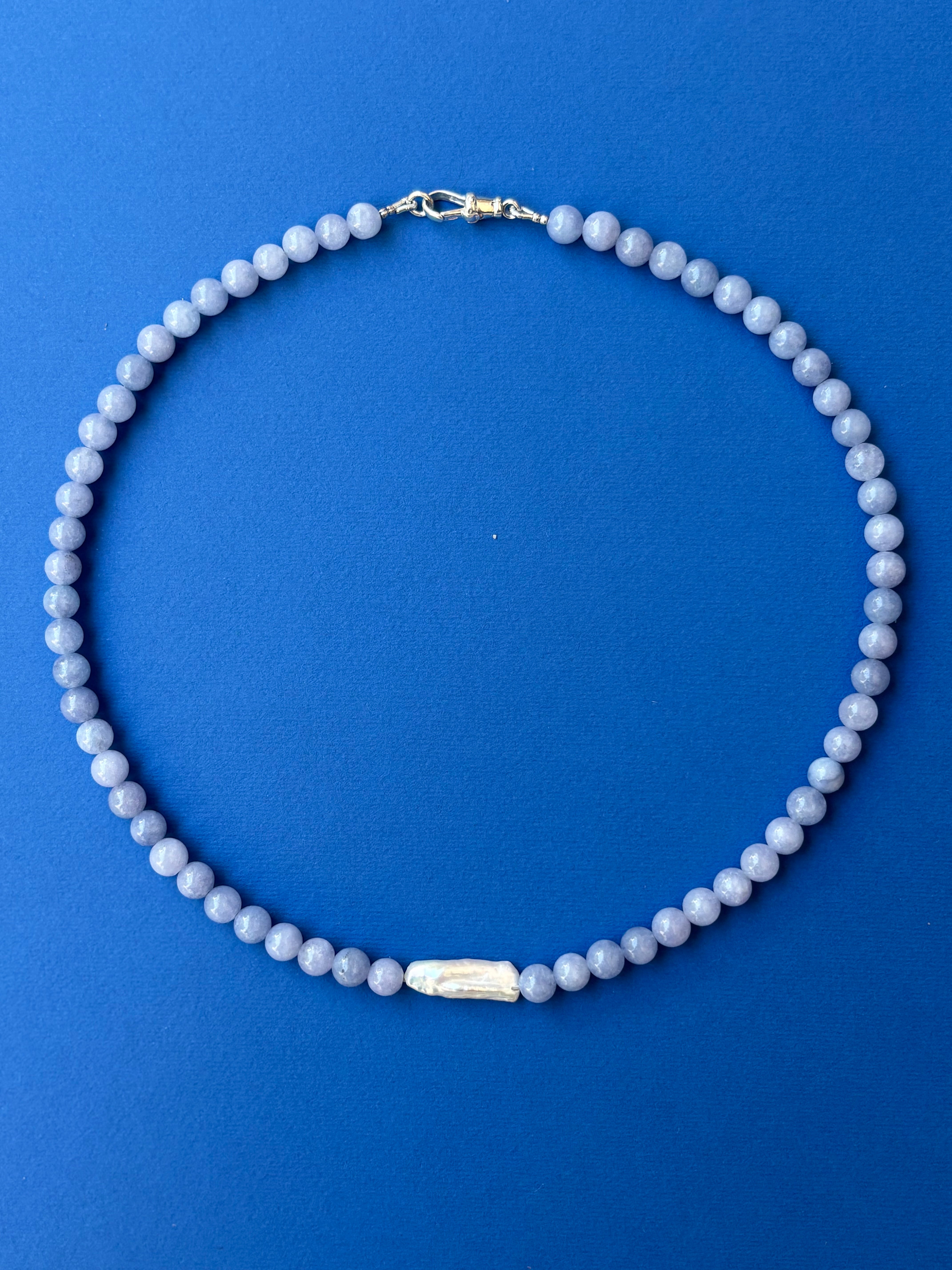 Lavender Beads with Elongated Pearl