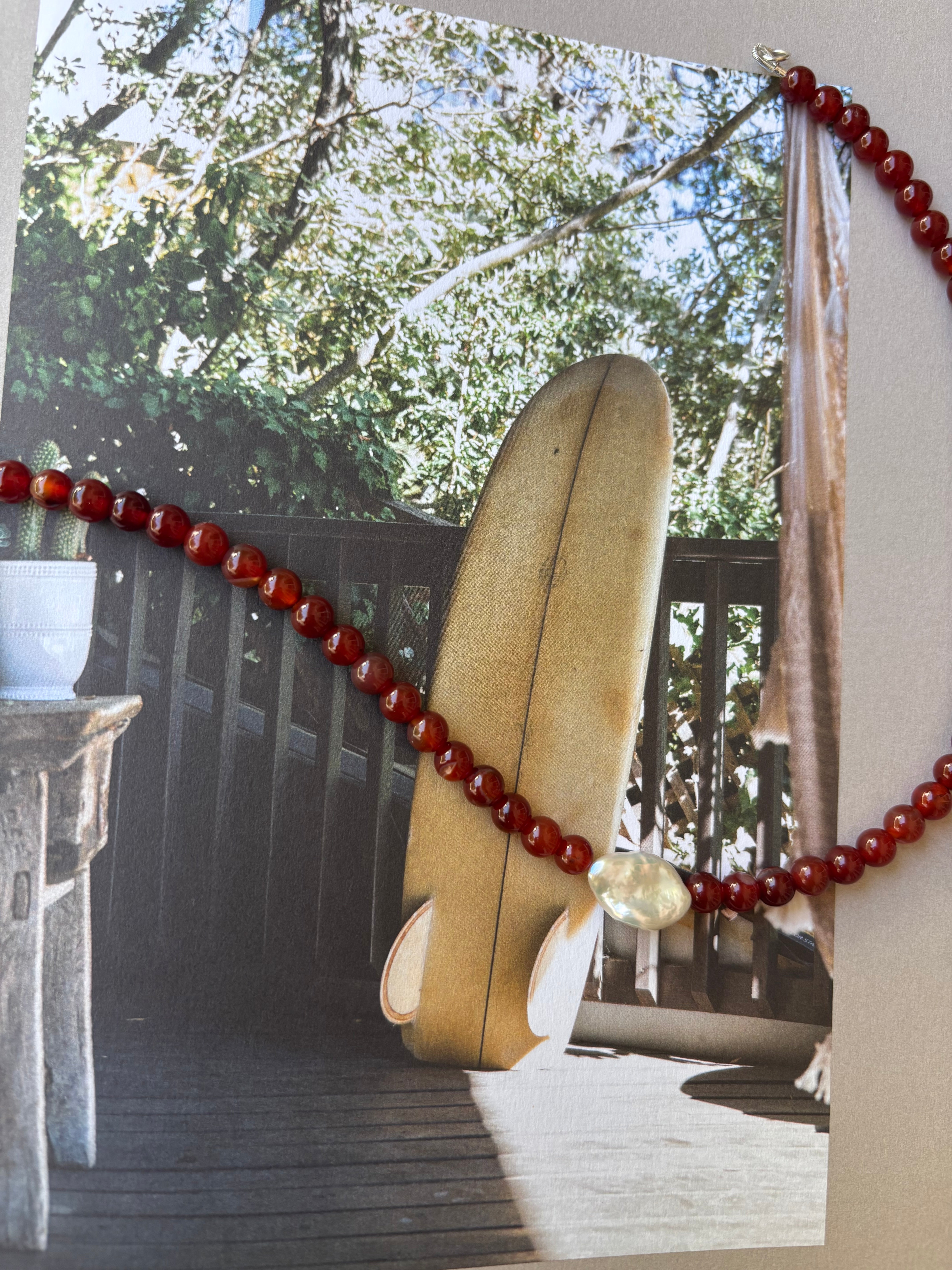 Maroon Beads with Keshi Pearl