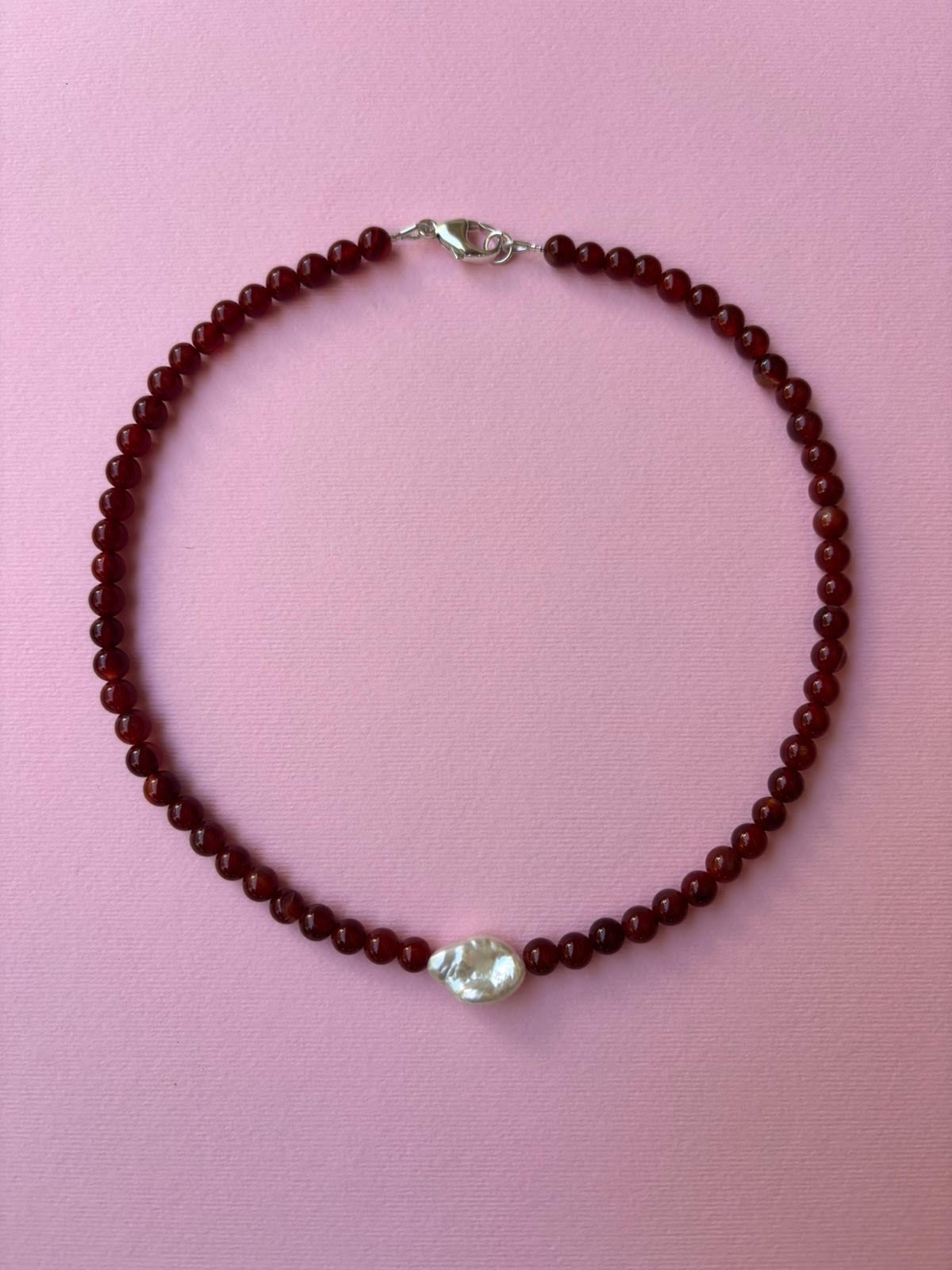 Maroon Beads with Keshi Pearl