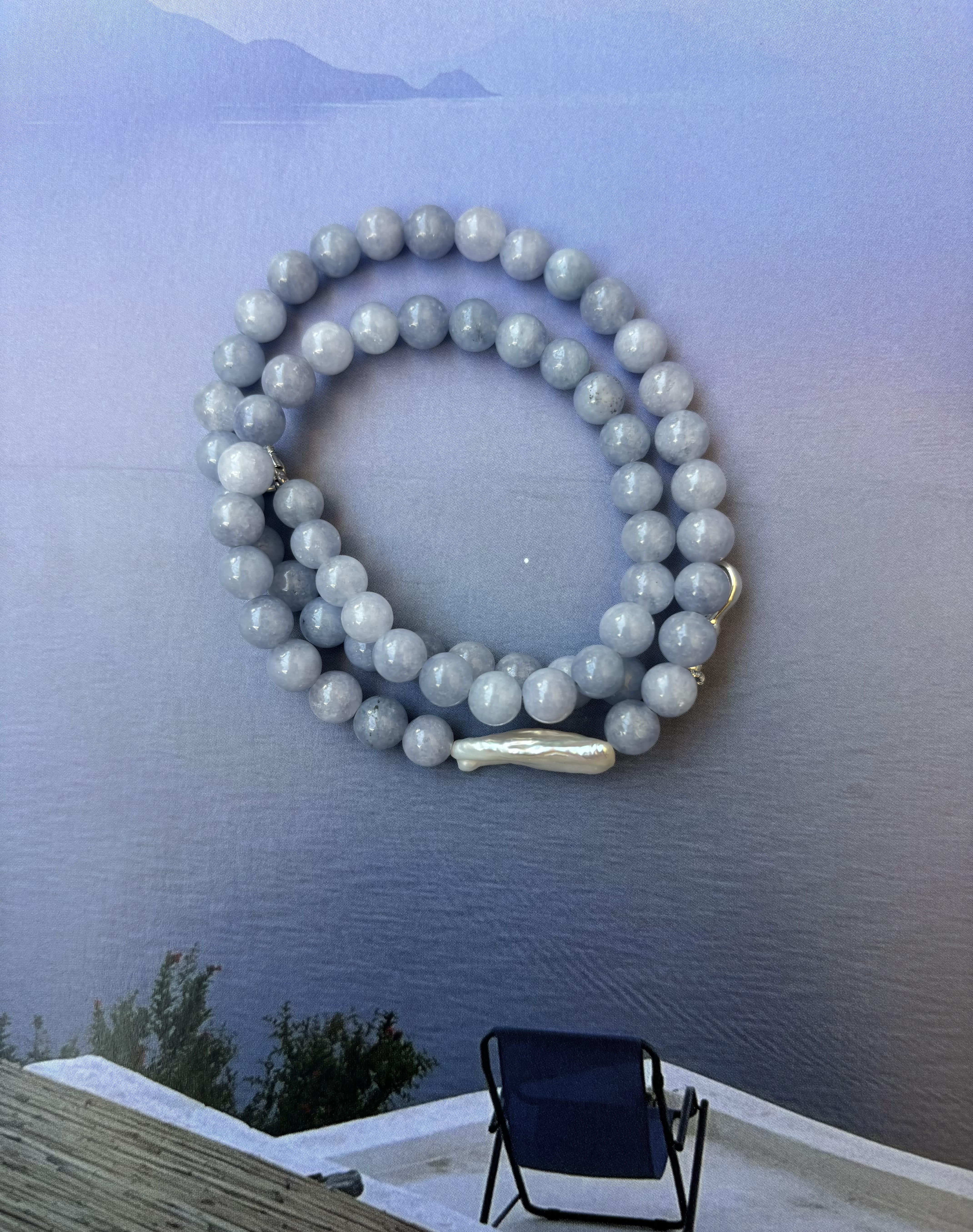 Lavender Beads with Elongated Pearl