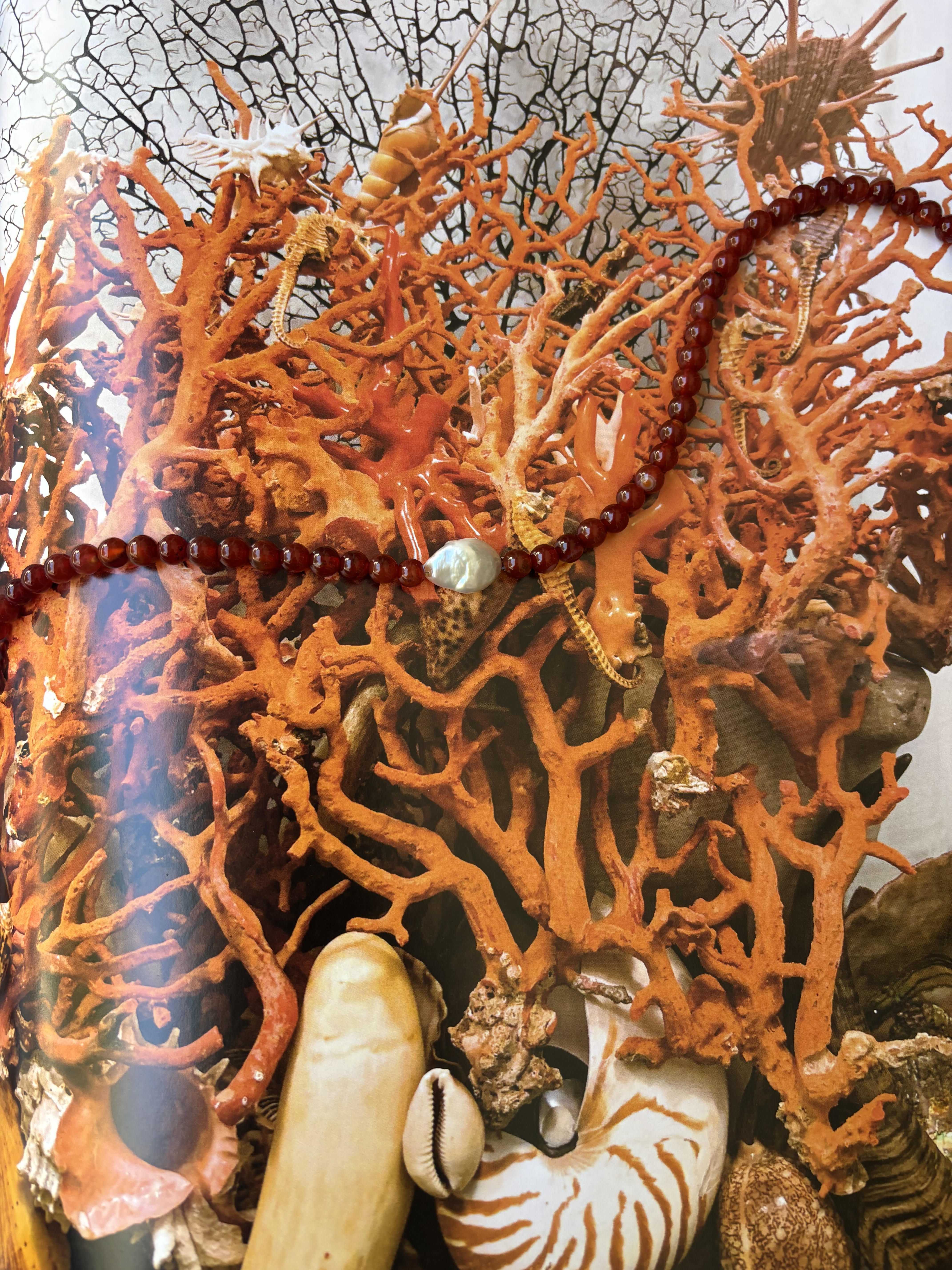 Maroon Beads with Keshi Pearl